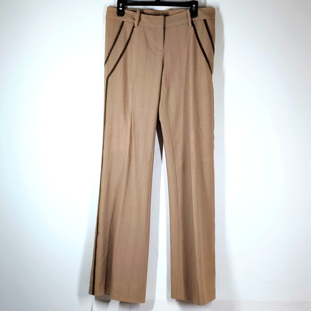 Gavin Velvet Stripe Tan Dress Pants 8 NWT